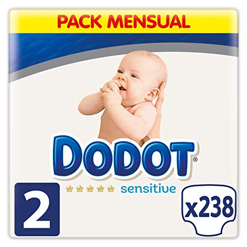 Dodot Sensitive Pañales para Bebé, Talla 2 (4 a 8 kg), 34 Unidad ( Paquete de 7), Total- 238 Pañales