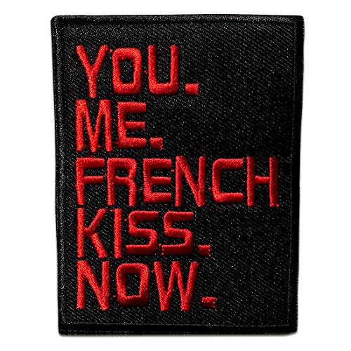 You Me French Kiss Now  - Parches Termoadhesivos Bordados Aplique Para Ropa, Tamaño: 8,6 x 6,7 cm