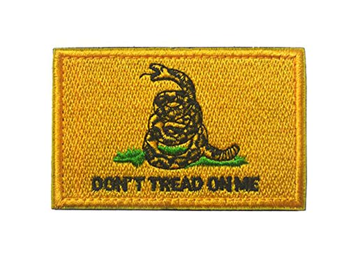 Ohrong Parche táctico bordado con texto en inglés 'Don't Tread on Me', diseño de serpiente, color amarillo