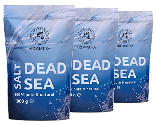 Sal del Mar Muerto 3x1000g (zipper) - 100% Puro y Natural - Belleza - Relajante - Baño Relajante - Cuidado del Cuerpo - Relajación Muscular - Buen Sueño - Sales de Baño de Aromaterapia