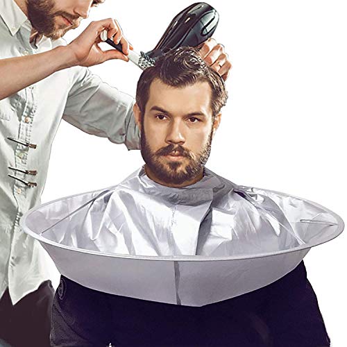 Voarge - Capa de peluquería, ropa de peluquería para corte de pelo, capa tridimensional transpirable, para adultos y niños, gris plateado