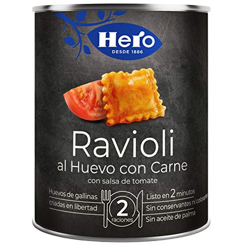Hero Platos Preparados Ravioli al Huevo con Carne - Pack de 6x420 g, 2520 gramo, 12