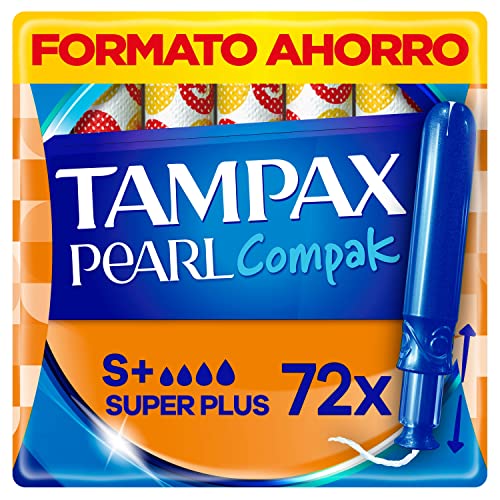 Tampax Compak Pearl Super Plus, 72 Unidades, Tampones con Aplicador, Comodidad, Protección y Discreción