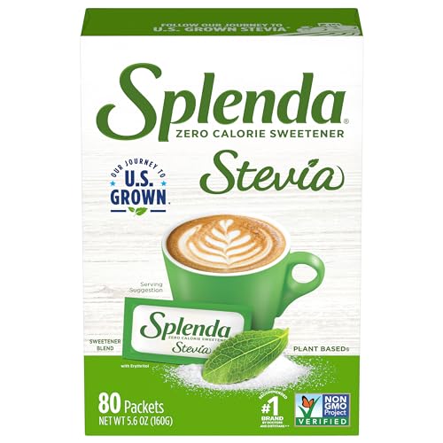SPLENDA Edulcorante natural de Stevia: sin calorías, todo sustituto natural del azúcar sin sabor amargo. Paquetes granulados de un solo servicio 5.6 onzas (80 unidades)