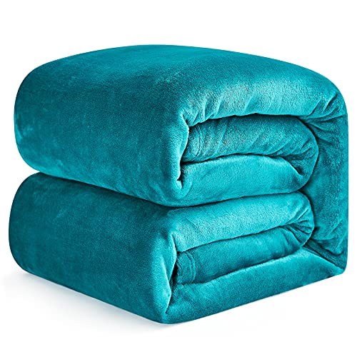 EHEYCIGA Manta Sofa Mantas para Cama Verde Azulado 240x220cm Microfibra Suave Acogedora Manta de Lujo para La Cama