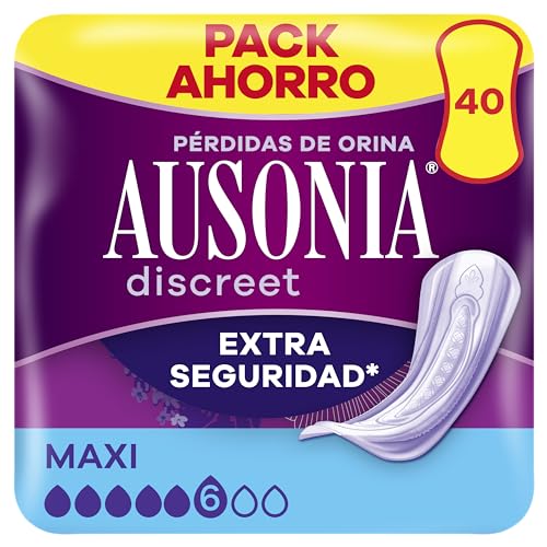 Ausonia Discreet Compresas Incontinencia Mujer, Maxi, 40 Unidades, Protección Completa que Apenas Notarás