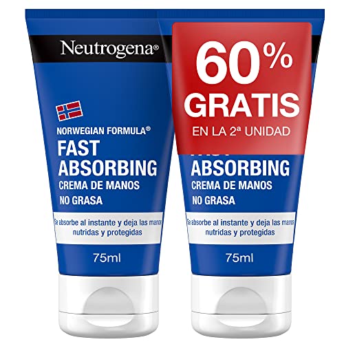 Neutrogena Crema de Manos Reparadora para Grietas Fórmula Noruega, Rápida absorción, Pack 2 x 75 ml