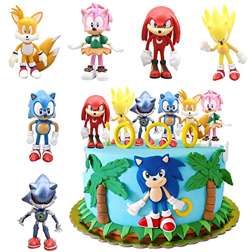 SUNSK Decoración para Tartas para Sonic Cumpleaños Decoración de Pastel Figuras Hedgehog Toppers para Tartas Sonic Adorno para Tarta Infantiles Fiesta de Cumpleaños