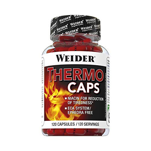 Weider Thermo Caps- 120 Capsulas, Disminuye el apetito, Potente fórmula termogénica con cafeína; Enriquecido con Cromo, Cúrcuma, l-Carnitina