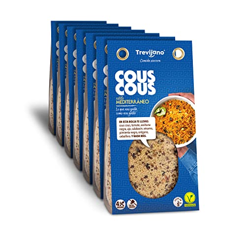 TREVIJANO Pack de 7 bolsas - Cous Cous Mediterráneo con Vegetales Deshidratados - 300g. Producto Apto para Veganos, Sin Sal Añadida, Sin Aditivos y Fácil de Preparar