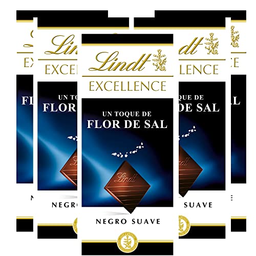 Lindt Tableta de chocolate negro Excellence Flor de Sal - 100 g, pack de 5