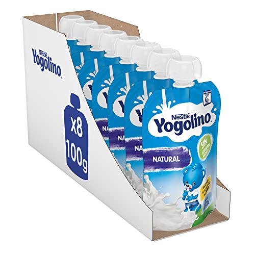 Nestlé Yogolino Lácteo infantil Natural, Desde 6 Meses, 8 Bolsitas de 100 g