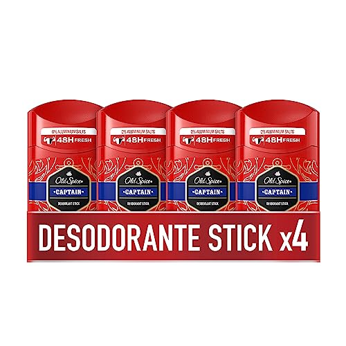Old Spice PACK X4 Captain Desodorante en Barra para Hombres, 50 ml