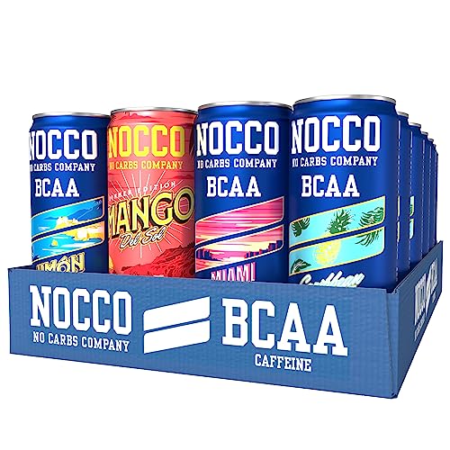 NOCCO BCAA Mix Sabores 24 latas x 330ml Bebida energética funcional sin azúcar No Carbs Company Enriquecida con vitaminas Con cafeína Bebidas para deportistas