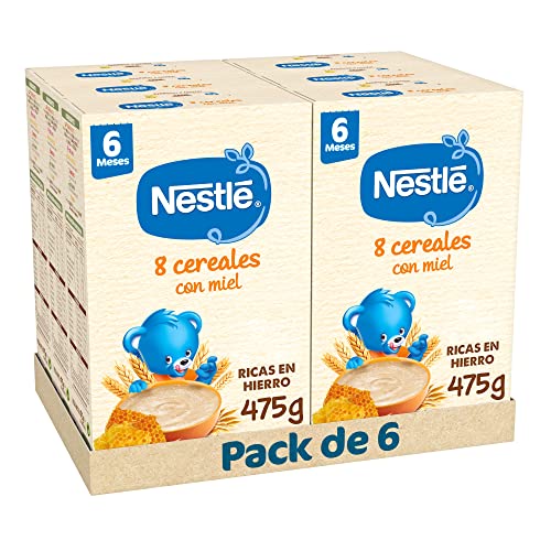 Nestle Papilla 8 Cereales con Miel, 6 Paquetes de 475g (Total 2.85 Kg)
