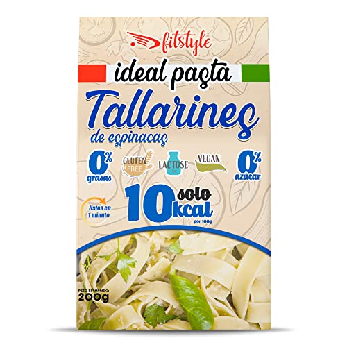 FITstyle Pasta Konjac Tallarines de Espinacas 200g | Pasta sin hidratos | Saciante y sin calorías | Ideal para dietas y perder peso | Apto para dietas Keto y Paleo