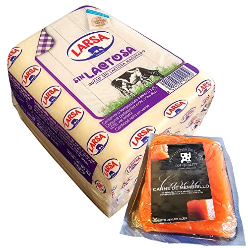 Queso Barra Sin Lactosa - Peso Aproximado 1500 gramos - El queso ideal que no puede faltar en las meriendas Ahora con Membrillo TDW (Queso SIN Lactosa con Membrillo)