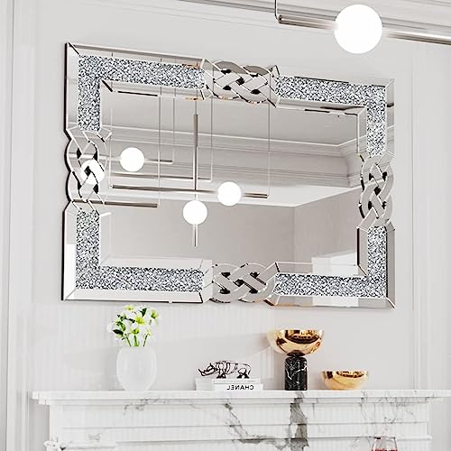 Artloge Espejo Pared Grande de Decoracion: Espejo Rectangular Moderno Elegante Artístico para Salon Recibidor Entrada 90 x 60 x 2,5 cm