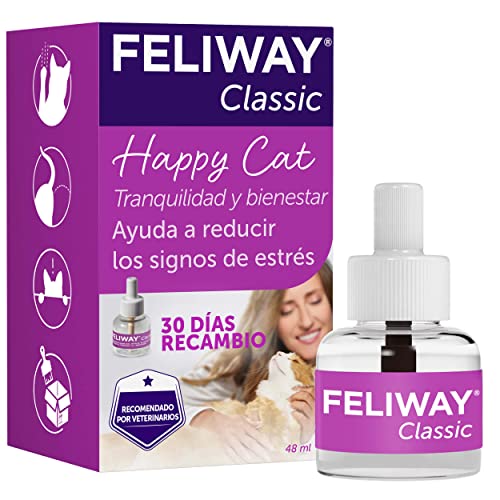 FELIWAY Classic - Antiestrés para gatos - Marcaje con orina, Miedos, Cambios en el entorno, Arañazos Verticales (Recambio 1 x 48ml)