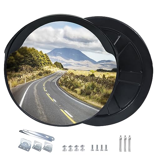 CCLIFE Espejo de Tráfico 45 cm Convexo de Seguridad, con Visión de Gran Angular Ajustable, Para Carreteras, Almacenes, Garajes, Oficinas y Tiendas