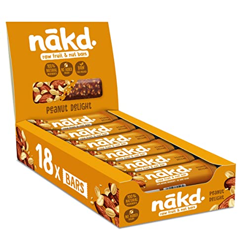 Nakd Raw Fruit and Nut Gluten Free Bars 30 - 35g(Pack of 18) (Peanut Delight)