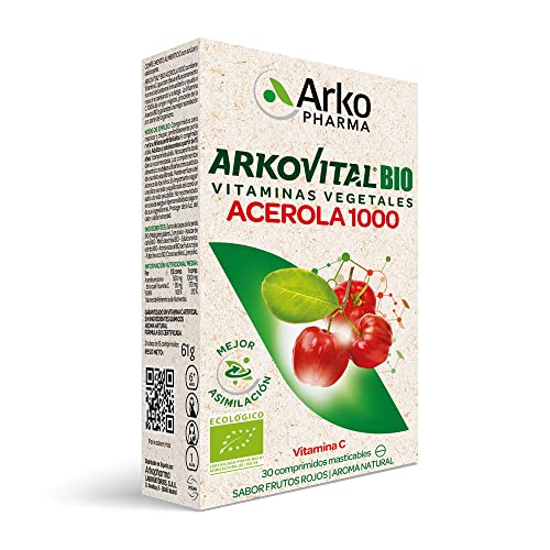 Arkopharma Arkovital Acerola 1000 30 Comprimidos, Refuerzo Del Sistema Inmune, Vitaminas Naturales De Mayor Absorción, Vitamina C 100% Natural