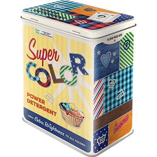 Nostalgic-Art Caja de almacenamiento retro L, Super Color Detergent – Idea de regalo para amantes a nostalgia, Lata grande, Diseño vintage, 3 l