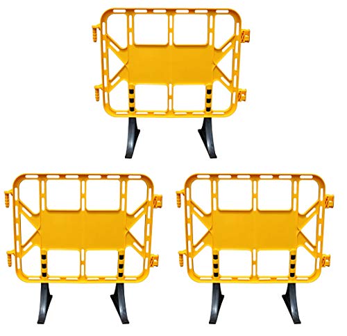 Valla de plástico obra peatonal en color amarillo, valla con patas extraíbles de 1 metro (3- Vallas)