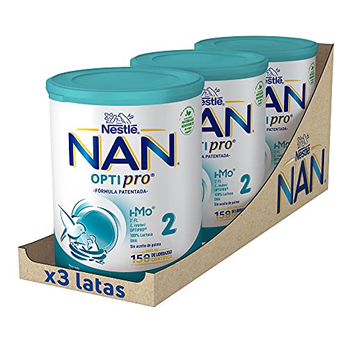 Nan Nestlé Optipro 2 Leche de Continuación en Polvo, 3 x 800g, Formato Exclusivo