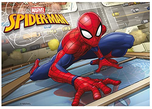 Marvel Spiderman - Oblea Comestible para Decoración de Tarta de Cumpleaños Infantil - A5