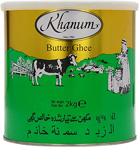 Khanum Mantequilla Ghee 2kg – Cremoso – Natural – Añade aroma a la comida – Saludable y nutritivo – Larga vida