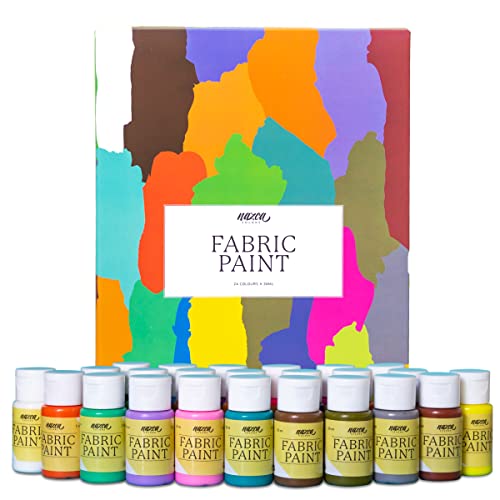 Nazca Colors Pintura Textil Permanente y Lavable - 24 Colores X 30ml - Set Acrílicos para Tela y Cuero ideal para Pintar Ropa, Zapatillas, Camisetas, Vaqueros y cualquier Tejido