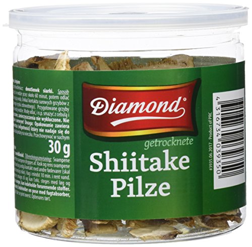 Diamond Setas Shiitake, Secas, Cortadas - Paquete de 6 x 30 gr - Total: 180 gr