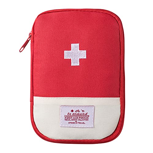 Kit De Primeros Auxilios De Viaje Portátil, Mini Botiquín de Medicina, Bolsa Médica Vacía, Rojo