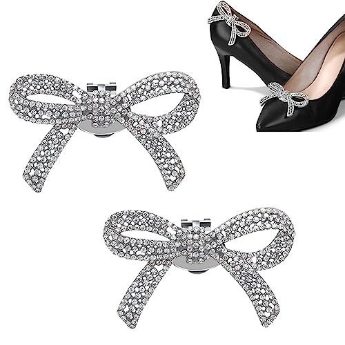 NCOALE 2 clips para zapatos de boda, clips para zapatos de novia, diamantes de imitación para zapatos, hebilla de zapatos, lazos, accesorios decorativos, Aleación + diamantes de imitación, plata