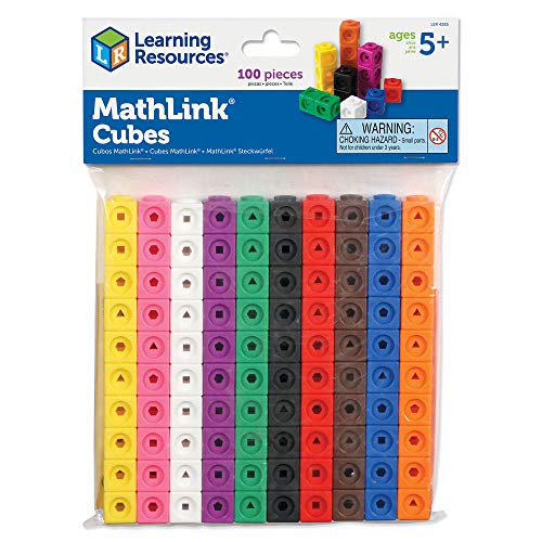 Learning Resources Mathlink Cubes (set de 100), policubos para matemáticas infantil, contando manipulativos matemáticas, bloques multibase, 5 años