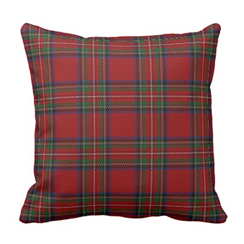 emvency manta funda de almohada de Clan escocés Stewart rojo tartán decorative funda de almohada – decoración para el hogar cojín cuadrado funda de almohada