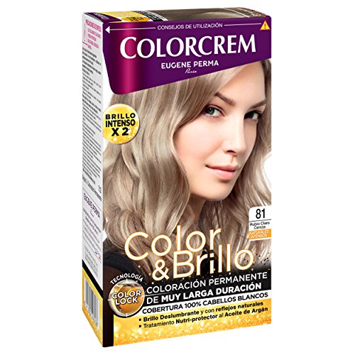 Colorcrem Color & Brillo - Tinte permanente mujer - tono 81 Rubio Claro Ceniza, con tratamiento nutri-protector al aceite de Argán. Disponible en más de 20 tonos.