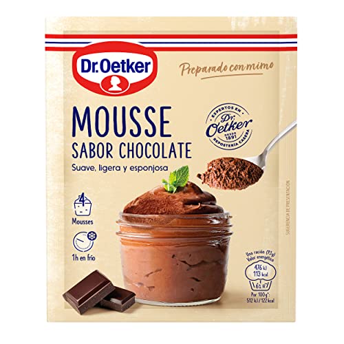 DR. OETKER Mousse de Chocolate, Preparado para Mousse de Chocolate - Estuche con Mezcla Preparada para Mousse Sabor Chocolate 73g (Cantidad 4 Raciones)