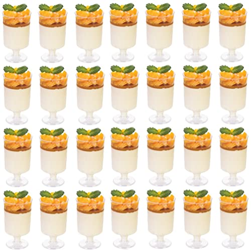 KAHEIGN 60 Piezas Mini Cuencos de Postre, 100ml Vasos de Postre Redondos de Plástico Copa de Aperitivo Transparente Parfait Tazón para Servir Reutilizable para Fiesta de Mousse Pudín (8,5 x 5cm)