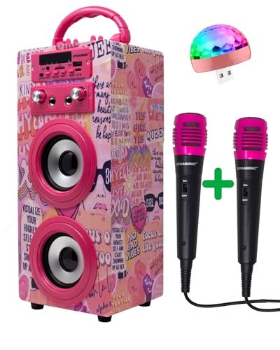DYNASONIC Juguetes niños Karaoke con microfono, Regalos Originales para niños niña, Juguetes niña Altavoz Karaoke (Modelo 20 con Luz 3ªGen)