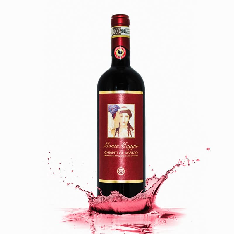 MONTEMAGGIO Chianti Classico di Vino Tinto Seco Fino Orgánico de Italia - DOCG Toscana - Gallo Nero - Sangiovese/Merlot - Fattoria di 0.75L - 1 Botella