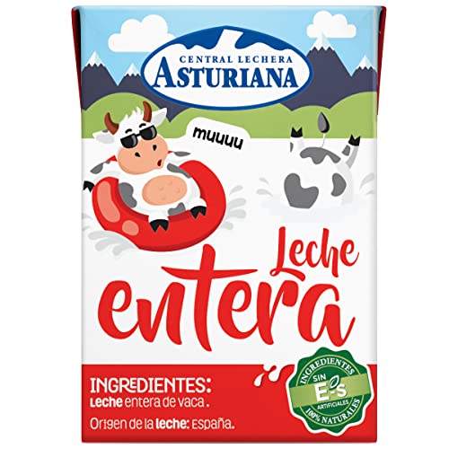Central Lechera Asturiana - Leche UHT entera 200ml, Pack de 24 briks, 4800 ml