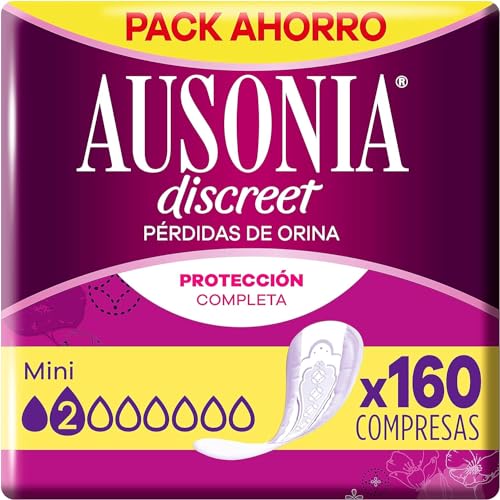 Ausonia Discreet Compresas Incontinencia Mujer, Mini, 160 Unidades, Protección Completa que Apenas Notarás