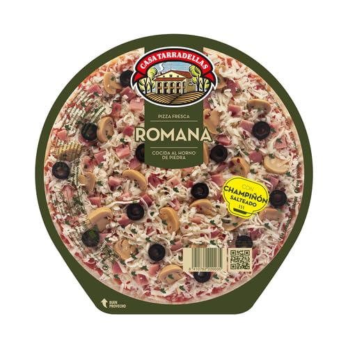 (PACK 4 Und.) Pizza fresca de jamón y queso cocida al horno de piedra CASA TARRADELLAS 405 g. (MEDITERRANEO)