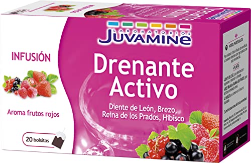 JUVAMINE - Infusión Drenante Activo - Sabor Frutos Rojos - 20 Bolsitas