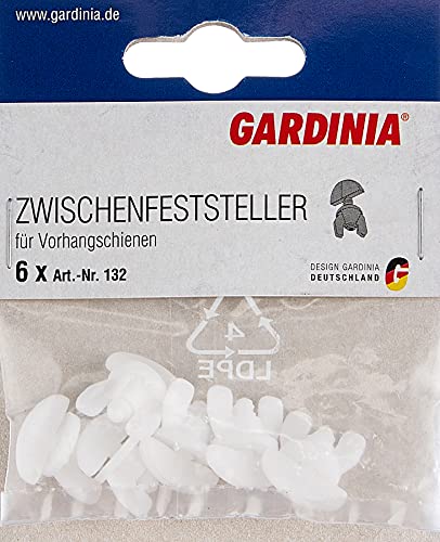 GARDINIA Tope intermedio para los rieles de las cortinas GE y P2Ü, 6 piezas, Plástico, Blanco