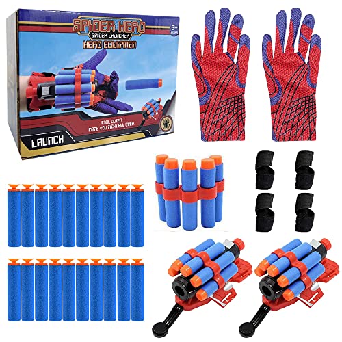 Guantes de lanzamiento para juegos infantiles, Spider-Man Super Web Slinger, Spiderman Launcher Glove, Hero Cosplay Spider, Guantes de lanzamiento, juego de juguetes educativos, para niños y fans