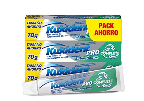 Kukident Pro Complete Crema Adhesiva para prótesis dentales, Neutro, Pack de 3