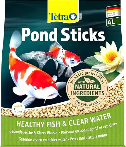 Tetra Pond Sticks, Alimento para peces de estanque, para peces sanos y agua clara en el estanque del jardín, bolsa de 4 L